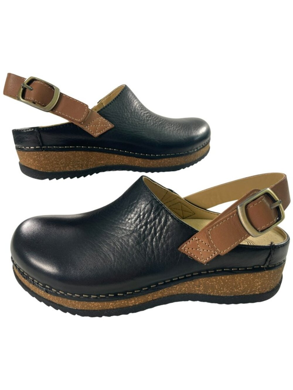 Dansko Merrin Waxy Milled Black Leather Slingback Clogs Wmn's Sz EU 36/US 6 NEW